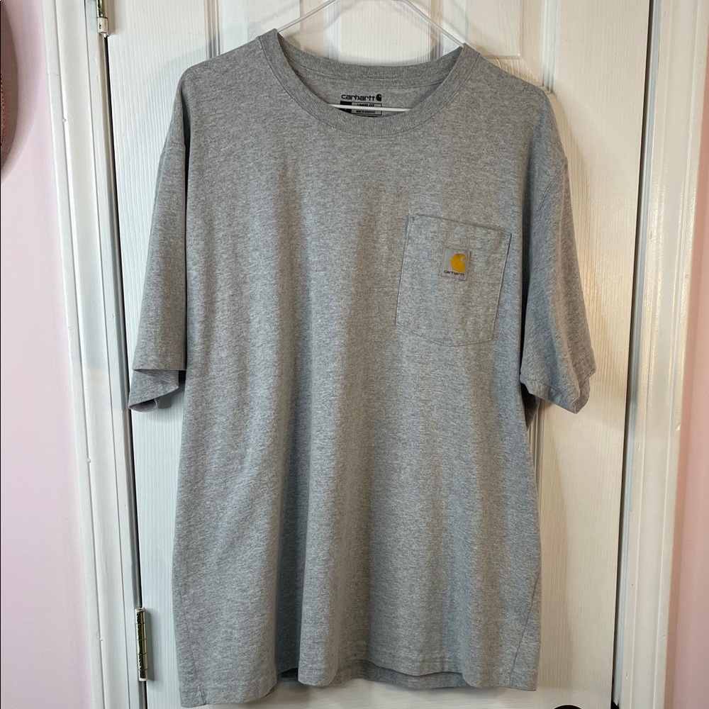Carhartt Heather Gray Pocket Tee. Loose fit